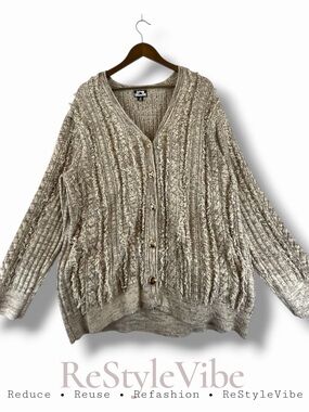 FUTURE COLLECTIVE Women’s Size M Sweater Cardigan Grandpa Oversized V-Neck